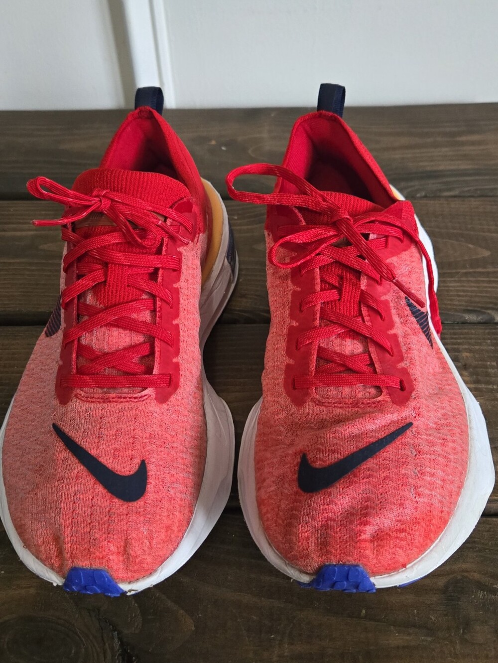 Nike ZoomX Invincible 3 Flyknit Extra Wide Men's Running Shoes Red Blue Size 9.5